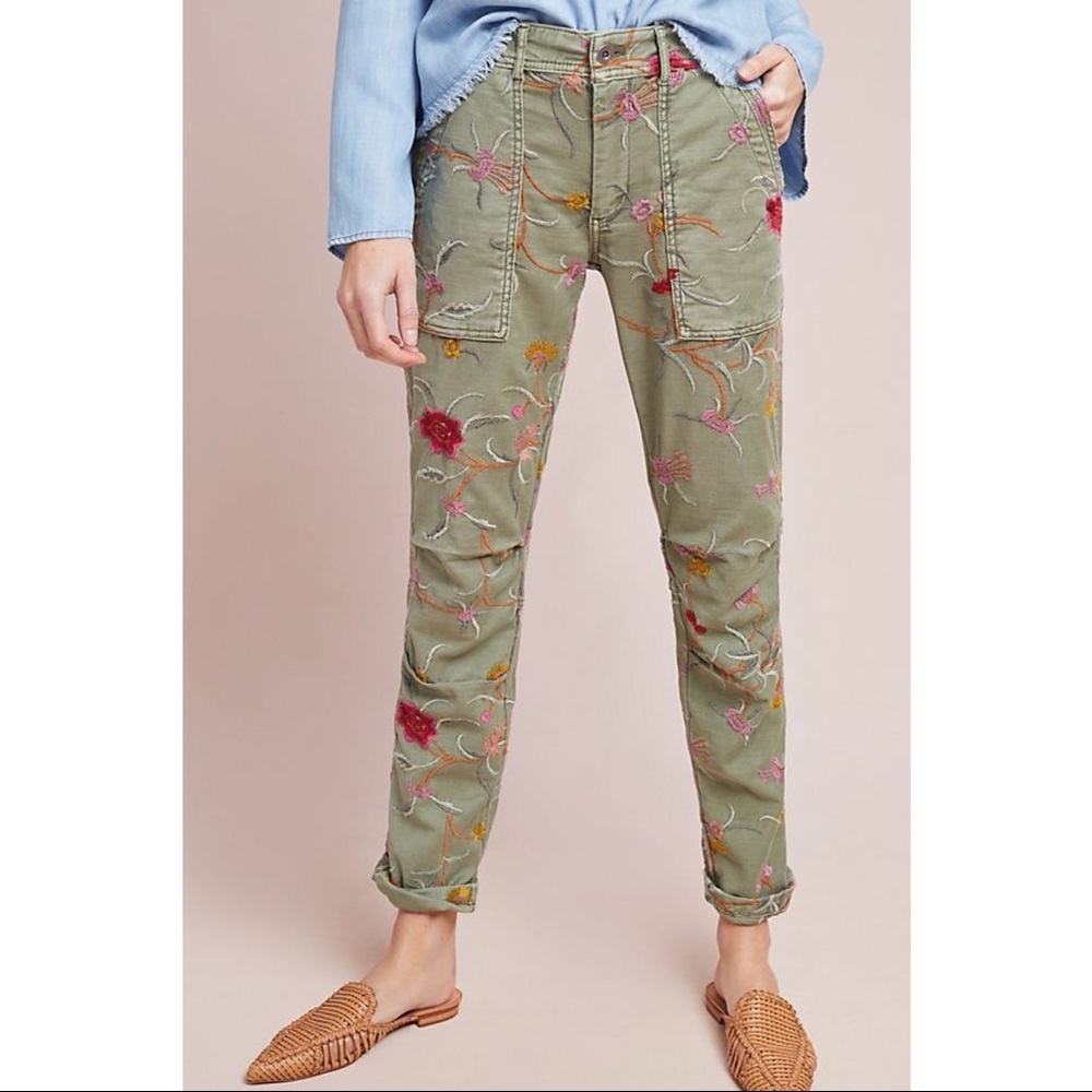 Anthropologie Floral Wander Utility pants
